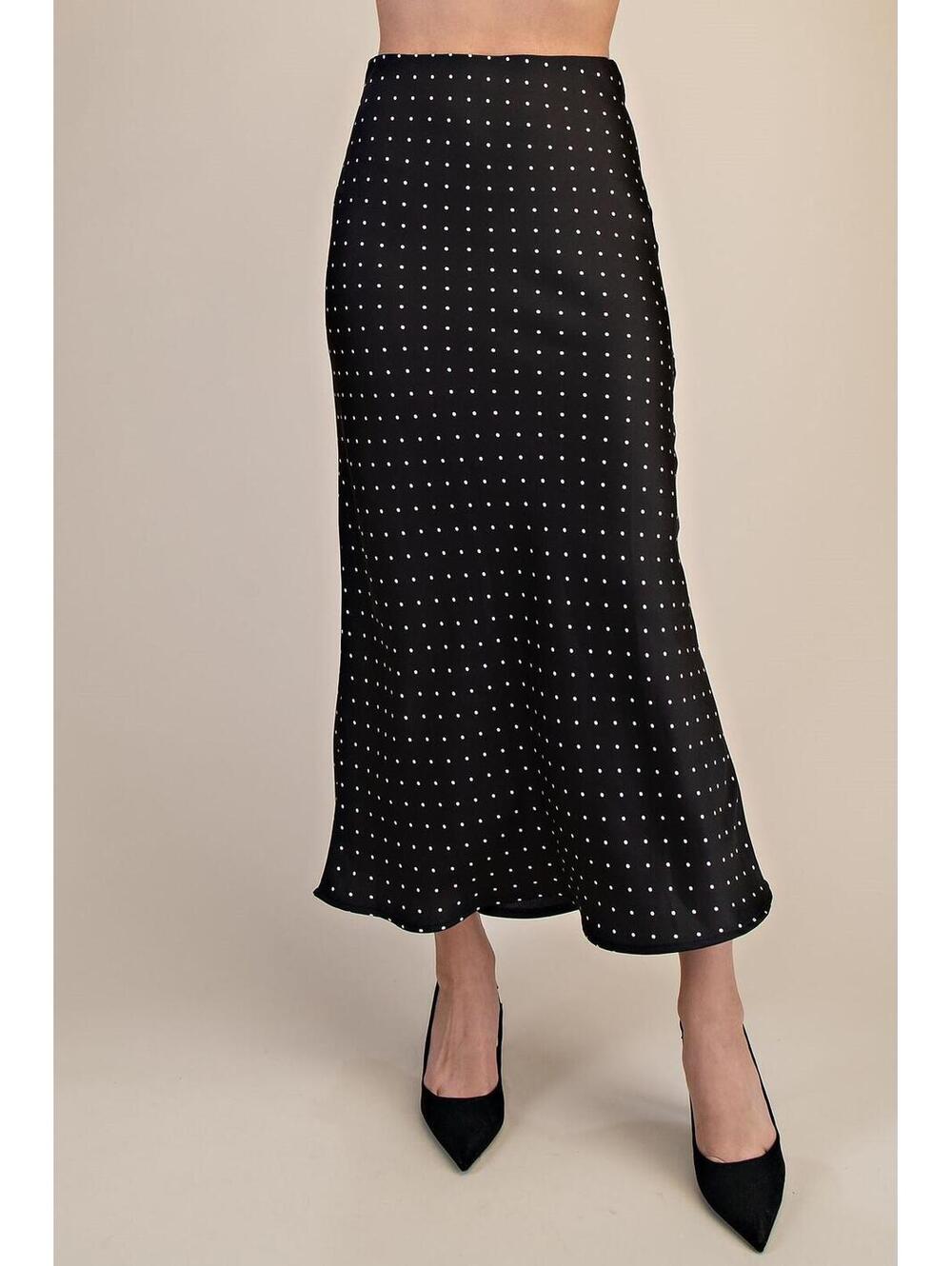 Micro Dot Satin Midi Skirt
